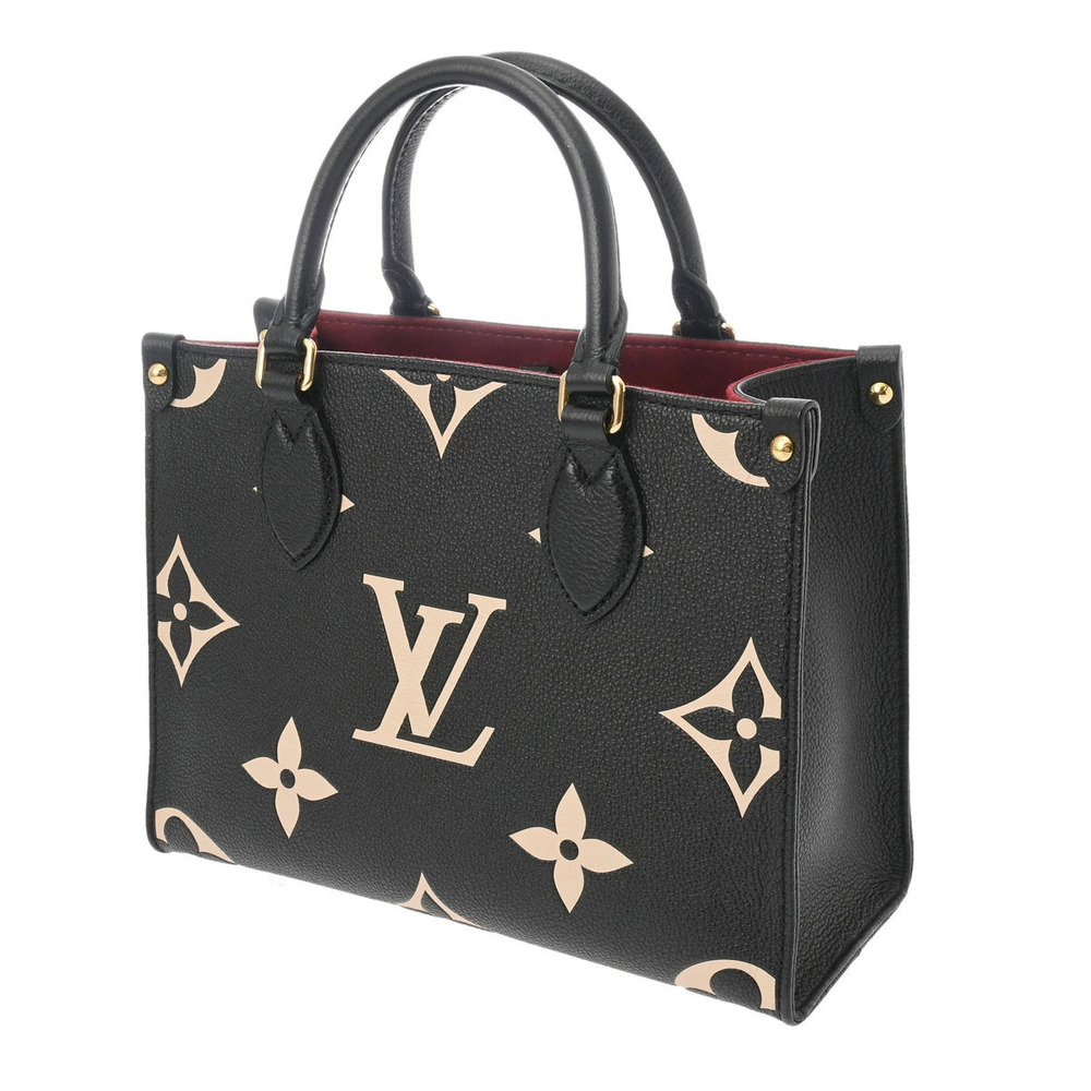 Louis Vuitton OnTheGo Monogram Leather Beige Handbag Black Empreinte Tan Black